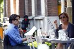 Amsterdam 9 september 2013
Pierre Bokma op terras met ......