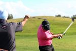 Vilamoura 10-11-12 Oktober 2014
Portugal Masters op GC Victoria
Vanwege de zware regenval gereduceerd van 72 naar 36 Holes
Jeev Milkha Sing met zijn caddie op de driving Range
Foto Peter Smulders BV