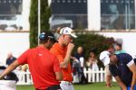 Vilamoura 10-11-12 Oktober 2014
Portugal Masters op GC Victoria
Vanwege de zware regenval gereduceerd van 72 naar 36 Holes
Marcel siem met mobiele telefoon en sigaret
Foto Peter Smulders BV