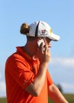 Vilamoura 10-11-12 Oktober 2014
Portugal Masters op GC Victoria
Vanwege de zware regenval gereduceerd van 72 naar 36 Holes
Marcel siem met mobiele telefoon en sigaret
Foto Peter Smulders BV