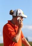 Vilamoura 10-11-12 Oktober 2014
Portugal Masters op GC Victoria
Vanwege de zware regenval gereduceerd van 72 naar 36 Holes
Marcel siem met mobiele telefoon en sigaret
Foto Peter Smulders BV