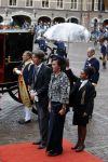 Den Haag 15 september 2015
Prinsjesdag 2015 met Koning Willem Alexander Koningin Maxima prins Constantijn en Prinses Laurentien. Dit jaar wordt de gouden koets voorlopig voor het laatst gebruikt.  Bibi barones van Zuylen van Nijevelt-den Beer Poortugael en Marco Hennis