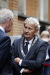 Amsterdam 6 oktober 2015
Koningin Maxima bij symposium platform wijzer in geldzaken in het Tobacco theater, 
Eberhard v d Laan ontvangt haar.