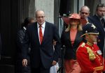 Den Haag 15 september 2015
Prinsjesdag 2015 met Koning Willem Alexander Koningin Maxima prins Constantijn en Prinses Laurentien. Dit jaar wordt de gouden koets voorlopig voor het laatst gebruikt. De hoed van de vrouw van Fred Teeven waait weg