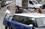 Amsterdam 6 oktober 2015 
Katja Schuurman brnegt haar vriend Freek v Noordwijk van zijn ene restaurant naar zijn andere restaurant ion Amsterdam