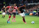 Eindhoven, 15 September 2015
CL 2015/2016
Eerste wedstrijd PSV-Manchester United, eindstand 2-1
Jeffrey Bruma in duel met Anthony Martial