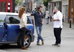 Amsterdam 6 oktober 2015 
Katja Schuurman brnegt haar vriend Freek v Noordwijk van zijn ene restaurant naar zijn andere restaurant ion Amsterdam