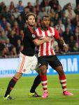 Eindhoven, 15 September 2015
CL 2015/2016
Eerste wedstrijd PSV-Manchester United, eindstand 2-1
Luciano Narsingh in duel met Daley Blind