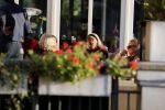 Amsterdam 12 september 2016
Rutger hauer op terras van het Amstel Hotel met vrienden en oud model Tatjana Patitz