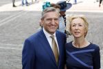 Den Haag 18 september 2018
Prinsjesdag 2018 op het binnenhof. Komning Willem Alexander Koningin Maxima Prins Constantijn en Prinses Laurentien zijn aanwezig. Sybrand van Haersma Buma van het CDA met zijn vrouw Marijke Geertsema