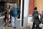 Amsterdam 7 augustus 2019
 Presentatrice Airen MylÃ¨ne en haar vriend oud-hockeyer Taeke Taekema samen in Amsterdam zuid . Airen is in verwachtring van hun tweede kindje