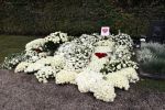 Naarden 9 oktober 2020
Het graf van Jan des Bouvrie met duizenden witte rozen en de beroemde stoel die Jan ontworpen heeft .