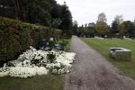 Naarden 9 oktober 2020
Het graf van Jan des Bouvrie met duizenden witte rozen en de beroemde stoel die Jan ontworpen heeft .