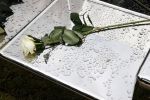 Naarden 9 oktober 2020
Het graf van Jan des Bouvrie met duizenden witte rozen en de beroemde stoel die Jan ontworpen heeft .