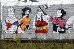 Amsterdam 29 september 2020
Muurschilderingen met Bobby Haarms Ruud Gullit Nouri Stanley menzo Co Stompe Louis v gaal en Gerie Kneteman . Lucia Rijker