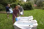 Amsterdam 16 oktober 2021
Patty Brard en haar man Antoine v d Vijver in een ijsbad . Patty heeft een hele lijn met produkten die bij het Kruitvat te koop zijn .