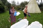 Amsterdam 16 oktober 2021
Patty Brard en haar man Antoine v d Vijver in een ijsbad . Patty heeft een hele lijn met produkten die bij het Kruitvat te koop zijn .