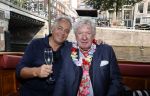 Amsterdam 6 september 2021
Willibrord Frequin viert zijn 80e verjaardag  met zijn kinderen vrouw en beste vrienden op een boot op de grachten van Amsterdam. Zijn kinderen Barbara Rebecca Louis . Willibrord Frequin met Aad Ouborg
