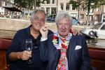 Amsterdam 6 september 2021
Willibrord Frequin viert zijn 80e verjaardag  met zijn kinderen vrouw en beste vrienden op een boot op de grachten van Amsterdam. Zijn kinderen Barbara Rebecca Louis . Willibrord Frequin met Aad Ouborg