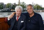 Amsterdam 6 september 2021
Willibrord Frequin viert zijn 80e verjaardag  met zijn kinderen vrouw en beste vrienden op een boot op de grachten van Amsterdam. Zijn kinderen Barbara Rebecca Louis . Willibrord met Aad Ouborg