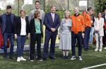 Amsterdam 21 september 2022
Koning Willem Alexander bezoekt sportdag van de Johan Cruyff foundation op de toekomst en in de Johan Cruyff Arena . Danny Cruyff Jordi Cruyff en zijn dochter Susila .