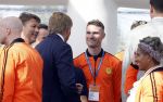 Amsterdam 21 september 2022
Koning Willem Alexander bezoekt sportdag van de Johan Cruyff foundation op de toekomst en in de Johan Cruyff Arena . Danny Cruyff Jordi Cruyff en zijn dochter Susila . Derk Boerrigter