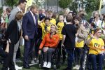 Amsterdam 21 september 2022
Koning Willem Alexander bezoekt sportdag van de Johan Cruyff foundation op de toekomst en in de Johan Cruyff Arena . Danny Cruyff Jordi Cruyff en zijn dochter Susila . Esther Vergeer