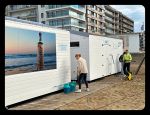 Knokke, 10 Oktober 2022 Strandtent Indi Beach einde seizoen en dus het demonteren van alles