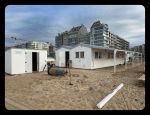 Knokke, 10 Oktober 2022 Strandtent Indi Beach einde seizoen en dus het demonteren van alles