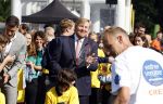 Amsterdam 21 september 2022
Koning Willem Alexander bezoekt sportdag van de Johan Cruyff foundation op de toekomst en in de Johan Cruyff Arena . Danny Cruyff Jordi Cruyff en zijn dochter Susila .