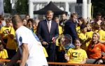Amsterdam 21 september 2022
Koning Willem Alexander bezoekt sportdag van de Johan Cruyff foundation op de toekomst en in de Johan Cruyff Arena . Danny Cruyff Jordi Cruyff en zijn dochter Susila .