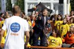 Amsterdam 21 september 2022
Koning Willem Alexander bezoekt sportdag van de Johan Cruyff foundation op de toekomst en in de Johan Cruyff Arena . Danny Cruyff Jordi Cruyff en zijn dochter Susila .