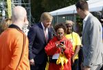 Amsterdam 21 september 2022
Koning Willem Alexander bezoekt sportdag van de Johan Cruyff foundation op de toekomst en in de Johan Cruyff Arena . Danny Cruyff Jordi Cruyff en zijn dochter Susila .