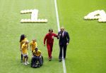 Amsterdam 21 september 2022
Koning Willem Alexander bezoekt sportdag van de Johan Cruyff foundation op de toekomst en in de Johan Cruyff Arena . Danny Cruyff Jordi Cruyff en zijn dochter Susila .