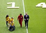 Amsterdam 21 september 2022
Koning Willem Alexander bezoekt sportdag van de Johan Cruyff foundation op de toekomst en in de Johan Cruyff Arena . Danny Cruyff Jordi Cruyff en zijn dochter Susila .
