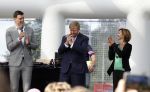 Amsterdam 21 september 2022
Koning Willem Alexander bezoekt sportdag van de Johan Cruyff foundation op de toekomst en in de Johan Cruyff Arena . Danny Cruyff Jordi Cruyff en zijn dochter Susila .