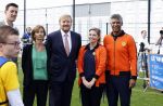 Amsterdam 21 september 2022
Koning Willem Alexander bezoekt sportdag van de Johan Cruyff foundation op de toekomst en in de Johan Cruyff Arena . Danny Cruyff Jordi Cruyff en zijn dochter Susila . Koning Willem Alexander Frank Rijkaard en Marlou van Rhijn