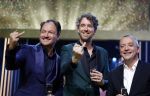 Amsterdam 6 oktober 2022
Uitreiking televizierring 2022 in carre
Niels v d Laan en Jeroen Woe met Miguel Wiels