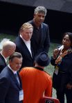 Amsterdam 21 september 2022
Koning Willem Alexander bezoekt sportdag van de Johan Cruyff foundation op de toekomst en in de Johan Cruyff Arena . Danny Cruyff Jordi Cruyff en zijn dochter Susila . Ronald Koeman