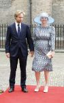 Den Haag 19 september 2023
Prinsjesdag 2023 . Aankomst van de ministers met partners en Staatsecretarissen met partners op het binnenhof. Liesje Schreinemacher zwanger kwam met haar man
