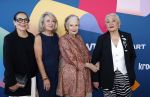 Hilversum 9 september 2025
NPO najaarspresentatie bij beeld en geluid . De Grannies van Amsterdam (vlnr) Lorraine Littaur Tonneke veldhuizen Joanita Green en Mug Elias