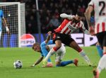 Eindhoven, 21 Oktober 2025
CL Wedstrijd PSV-Napolie, eindstand 6-2
Ismael Saibari met Noa Lang