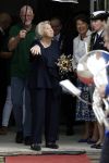 Groesbeek, 12-09-2025 - Hare Koninklijke Hoogheid Prinses Beatrix heropent de gerestaureerde korenmolen De Zuidmolen in Groesbeek. Prinses Beatrix loopt met wandelstok.