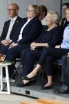 Groesbeek, 12-09-2025 - Hare Koninklijke Hoogheid Prinses Beatrix heropent de gerestaureerde korenmolen De Zuidmolen in Groesbeek. Prinses Beatrix loopt met wandelstok.