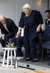 Groesbeek, 12-09-2025 - Hare Koninklijke Hoogheid Prinses Beatrix heropent de gerestaureerde korenmolen De Zuidmolen in Groesbeek. Prinses Beatrix loopt met wandelstok.