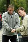 Eindhoven 9 oktober 2003
Eerste golfles  Fransjan v d Elzen
golfpro Robert Bollen