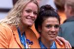 Den Haag 4 oktober 2000
Huldiging van de medaillewinnars  Olympische spelen door Koningin Beatrix en Prins Willem Alexander.
Inge de Bruijn en Leontien v Moorsel
