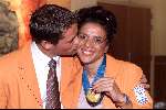 Den Haag 4 oktober 2000
Huldiging van de medaillewinnars  Olympische spelen door 
Leontien v Moorsel met man