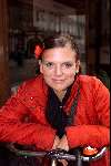 AMSTERDAM 11 OKTOBER 2001
Diner voor War Child in restaurant de Ondeugd.
Tamara Brinkman  op de fiets