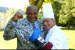 Breda 30 september 2002
George Foreman  met Cas Spijkers en Aad Ouborg